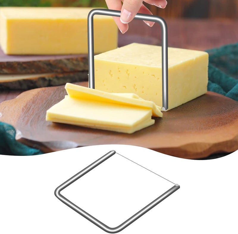 KIBBEH 4 Pcs Stainless Steel Cheese Slicer with Wire Cheese Cutter for Kitchen Block Cheese and Butter Slicer Tool (Y Type & U Type) - Image 2